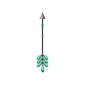 Bohemian style arrow with decorative elements and fletching Illustrazione stock
