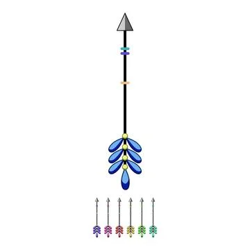 Bohemian style arrow with decorative elements and fletching Illustrazione stock