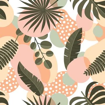 Bohemian tropical plants seamless pattern 스톡 일러스트