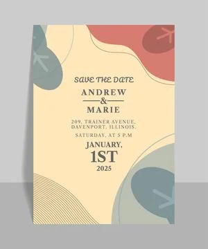 Bohemian Wedding Invitation Style Vector Template Design Illustrazione stock