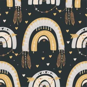 Bohemianl vector rainbow pattern. Stock Illustration