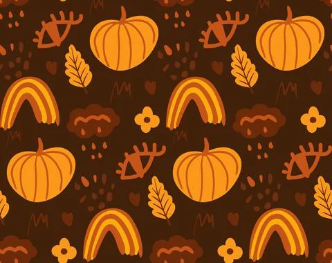 Boho abstract autumn seamless pattern. Bohemian print creative contemporary Stock Illustration