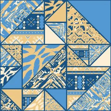 Boho abstract blue background Stock Illustration