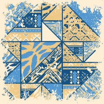 Boho abstract blue frame Stock Illustration
