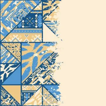 Boho abstract grunge frame Stock Illustration