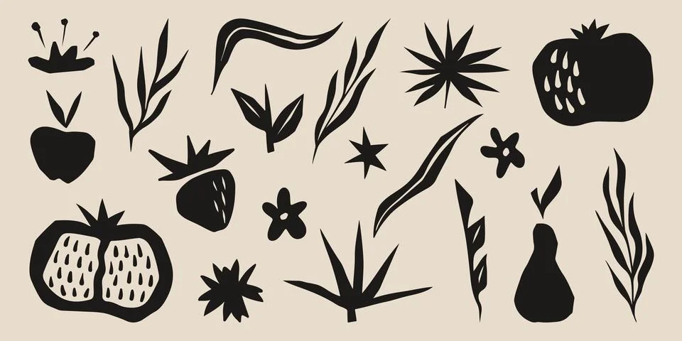 Boho abstract organic shapes set Illustrazione stock