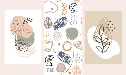 Boho Abstract Posters and Seamless Pattern Set vector 스톡 일러스트