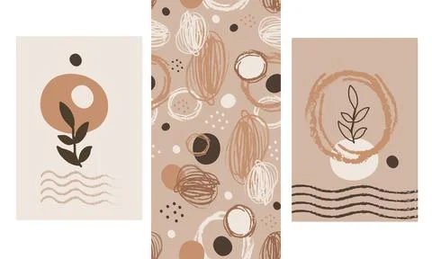 Boho abstract prints and pattern for aesthetic interior vector Illustrazione stock