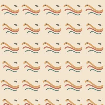 Boho abstract seamless pattern with wavy lines and dots on a soft beige bac.. Stock Illustration