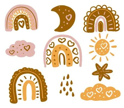Boho baby elements. Cute vector hand drawn vector Illustrazione stock