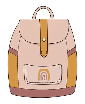 Boho backpack with rainbow Stock Illustration
