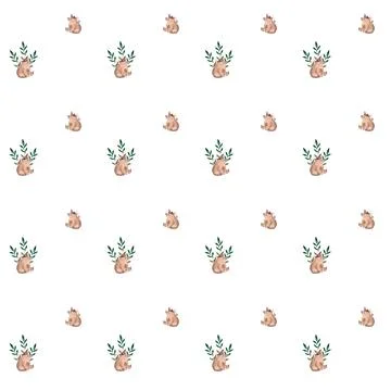 Boho bear seamless watercolor pattern. cute pattern for baby textile Stock Illustration
