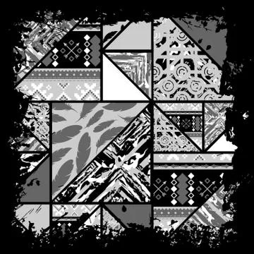 Boho black wallpaper Stock Illustration