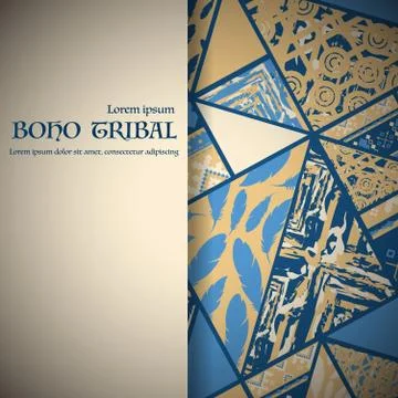Boho blue and yellow background Stock Illustration
