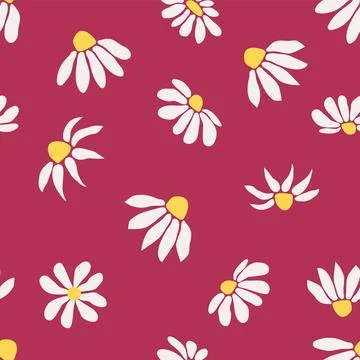 Boho Chamomile vintage seamless pattern. Hippie flower power retro textile pr Stock Illustration