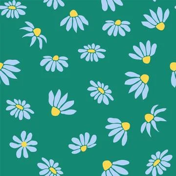 Boho Chamomile vintage seamless pattern. Hippie flower power retro textile .. Stock Illustration