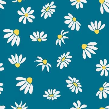 Boho Chamomile vintage seamless pattern. Hippie flower power retro textile pr Illustrazione stock