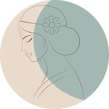 Boho Chic Backgrounds with Elegant Line Art Portraits: Minimalist Tropical .. Stock Illustration