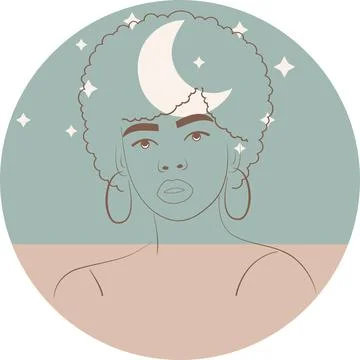 Boho Chic Backgrounds with Elegant Line Art Portraits: Minimalist Tropical .. Stock Illustration