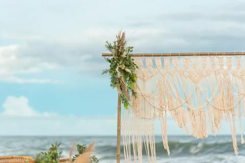Boho Chic Beach Wedding Ceremony Stock Photos