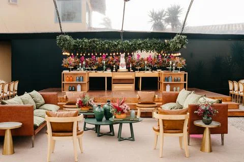 Boho chic decor with neutral and earthy elements Stock Photos