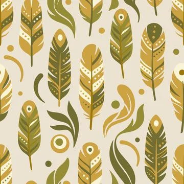 Boho Chic Feather Pattern Seamless Design. Illustrazione stock
