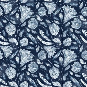 Boho Chic Indigo Pattern 스톡 일러스트