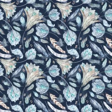 Boho Chic Indigo Pattern Stock Illustration