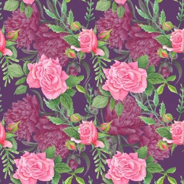 Boho Chic Watercolor Floral Pattern Stock Illustration