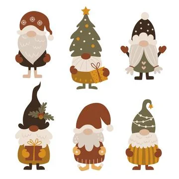 Boho Christmas gnomes collection. Illustrazione stock