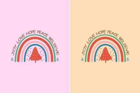 Boho Christmas Rainbow design Stock Illustration