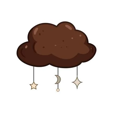 Boho cloud with hanging stars and moon 스톡 일러스트
