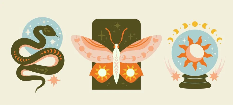 Boho composition set Stock Illustration