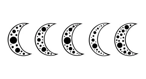 Boho Crescent Moon Vectors with Polka Dot Pattern Set Stock Illustration