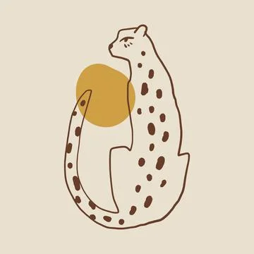 Boho cute leopard animal vector illustration Stock Illustration