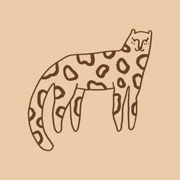 Boho cute leopard animal vector illustration Stock Illustration