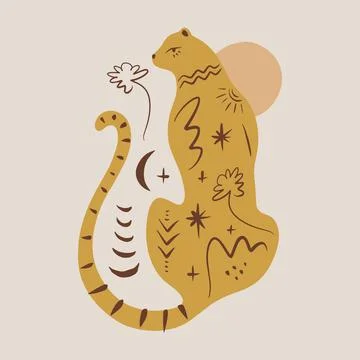 Boho cute leopard animal vector illustration Illustrazione stock