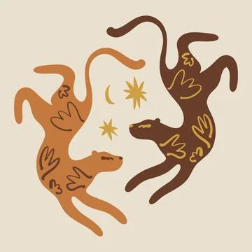 Boho cute leopard animal vector illustration Stock Illustration