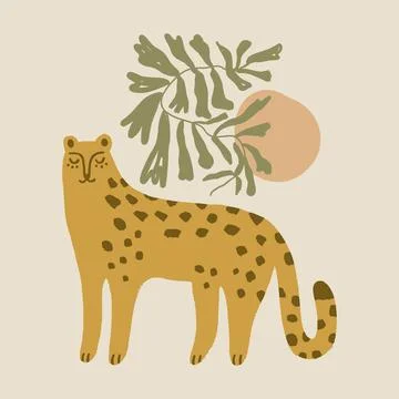 Boho cute leopard animal vector illustration イラスト素材