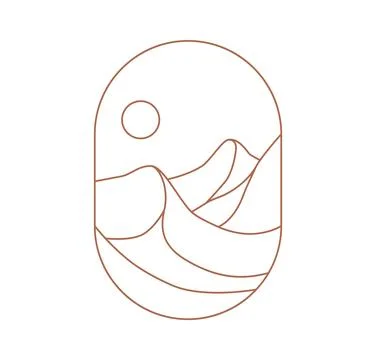 Boho desert landscape icon inside oval frame Stock Illustration