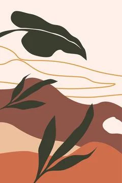 Boho Earth Tone Nature Wall Art Stock Illustration
