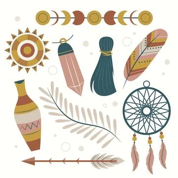 Boho element collection Stock Illustration