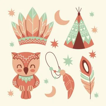Boho element collection Stock Illustration