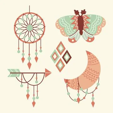 Boho element collection Stock Illustration