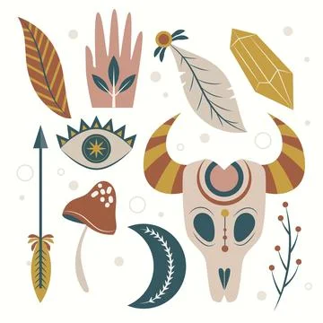 Boho element collection Stock Illustration