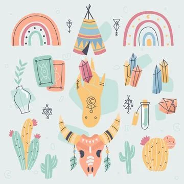 Boho element set Stock Illustration