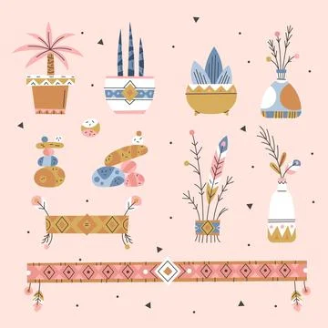 Boho elements collection Stock Illustration
