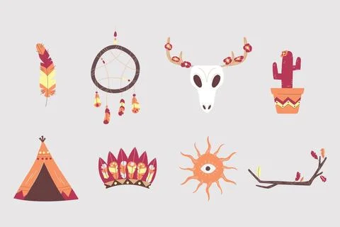 Boho elements collection Illustrazione stock