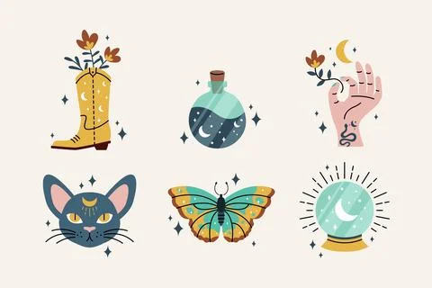 Boho elements collection Stock Illustration