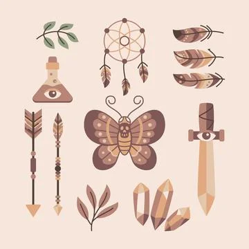 Boho elements collection Illustrazione stock